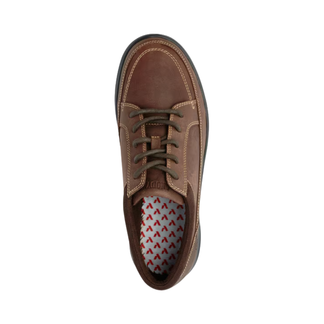 Top View of Men’s Anodyne 72 Casual Sport in oil brown – featuring a smooth leather upper for durability, padded interior lining for all-day comfort, and wide toe box for natural movement.