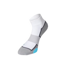 Angled View of Anodyne 8 Quarter Length Diabetic Sock in white – featuring a seamless toe to prevent irritation, cushioned sole for added comfort, and breathable knit design for moisture control.