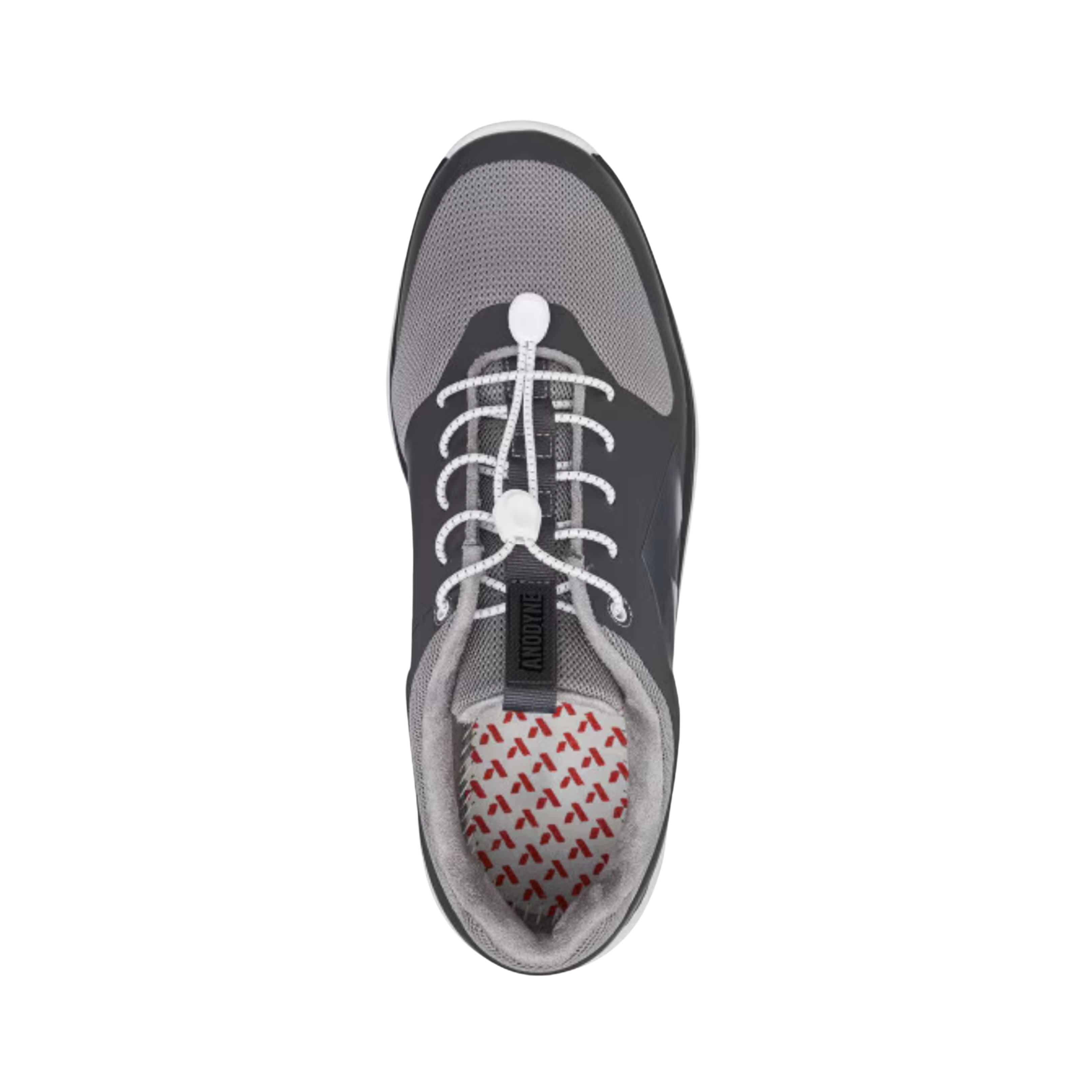 Top view of Anodyne Sport Runner Men’s in Grey/Black – Featuring a breathable mesh upper and supportive structure, designed for comfort during athletic activities.