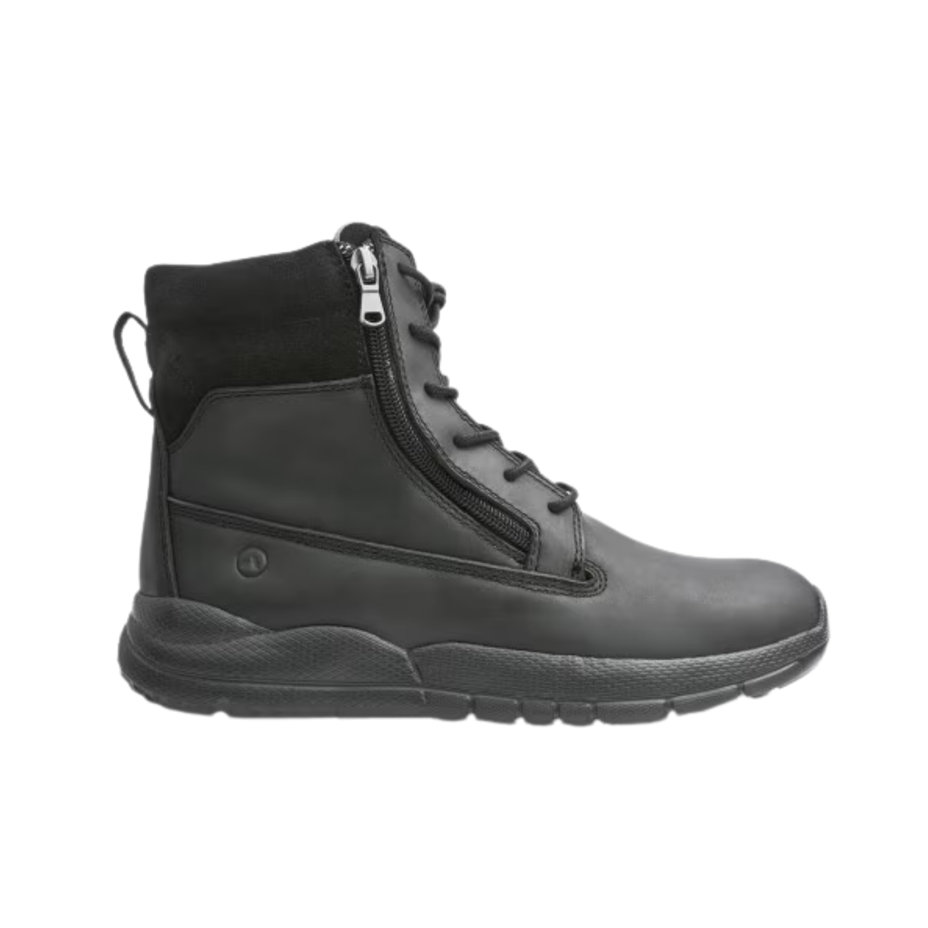 Side view of Men’s Anodyne Trail Worker in Oil Black – Featuring a sturdy construction with a wide base and flexible midsole for enhanced comfort during long hours of wear.