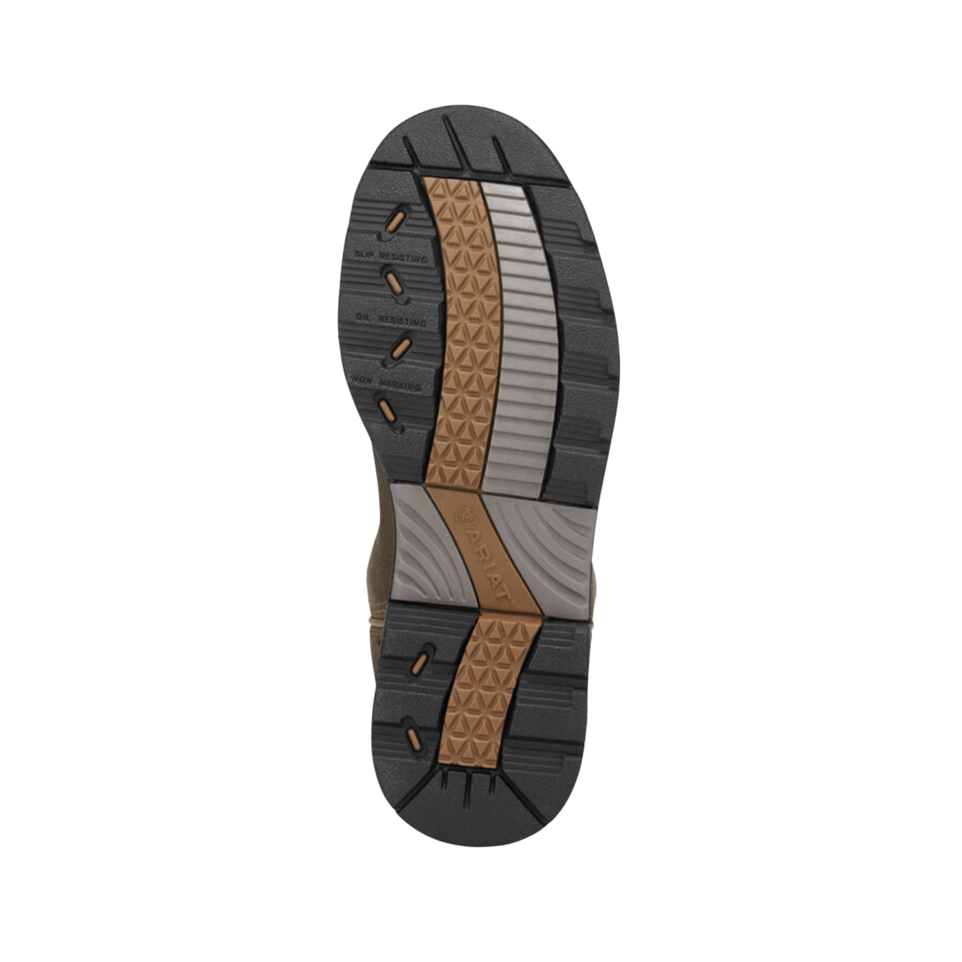 Bottom View of Women’s Ariat Tracey Composite Toe Boot in dusted brown – featuring a slip-resistant sole, cushioned midsole, and wide toe box for comfort.