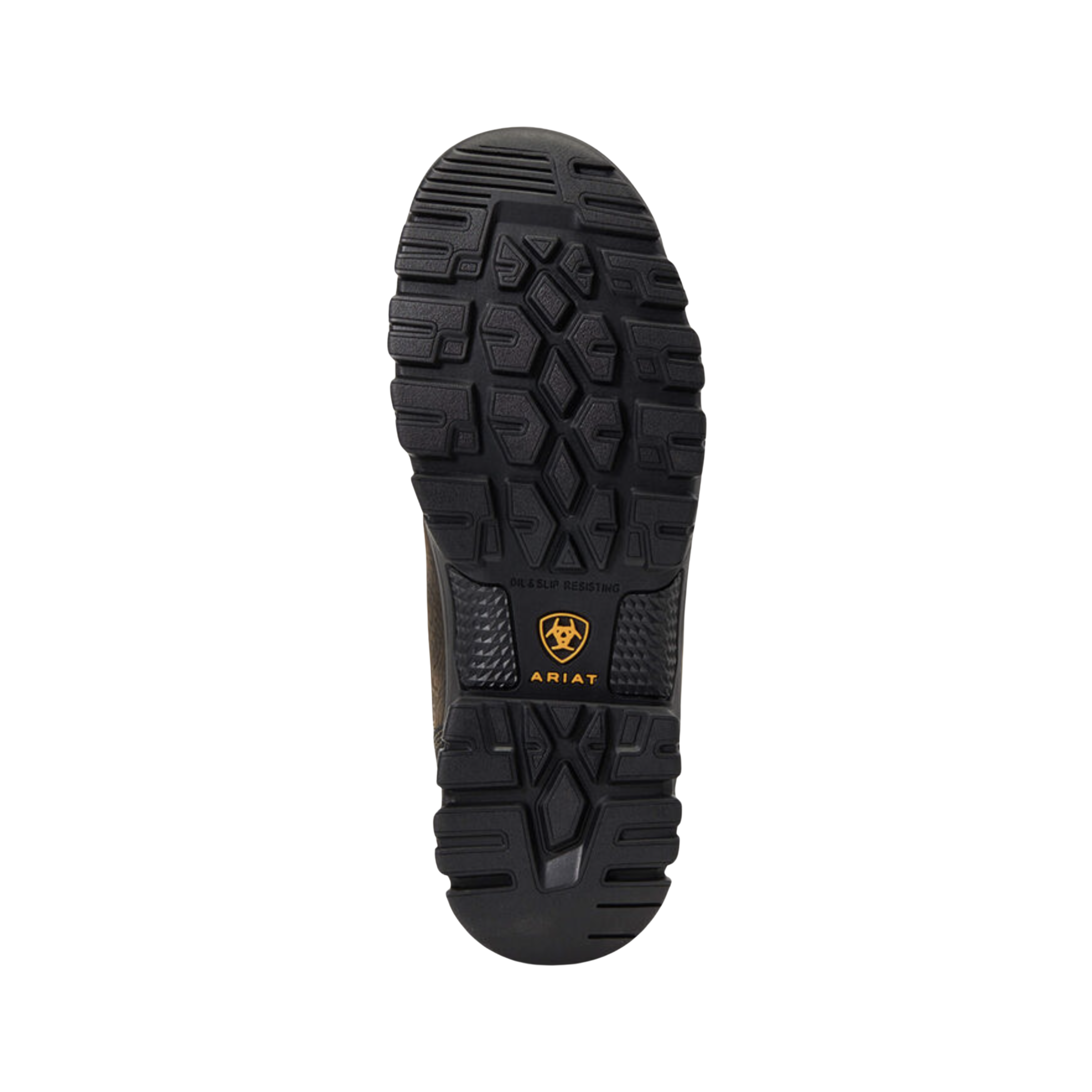 Bottom View of Women’s Ariat  in dark brown – featuring a rugged, slip-resistant outsole, tread pattern for traction, and shock-absorbing midsole.