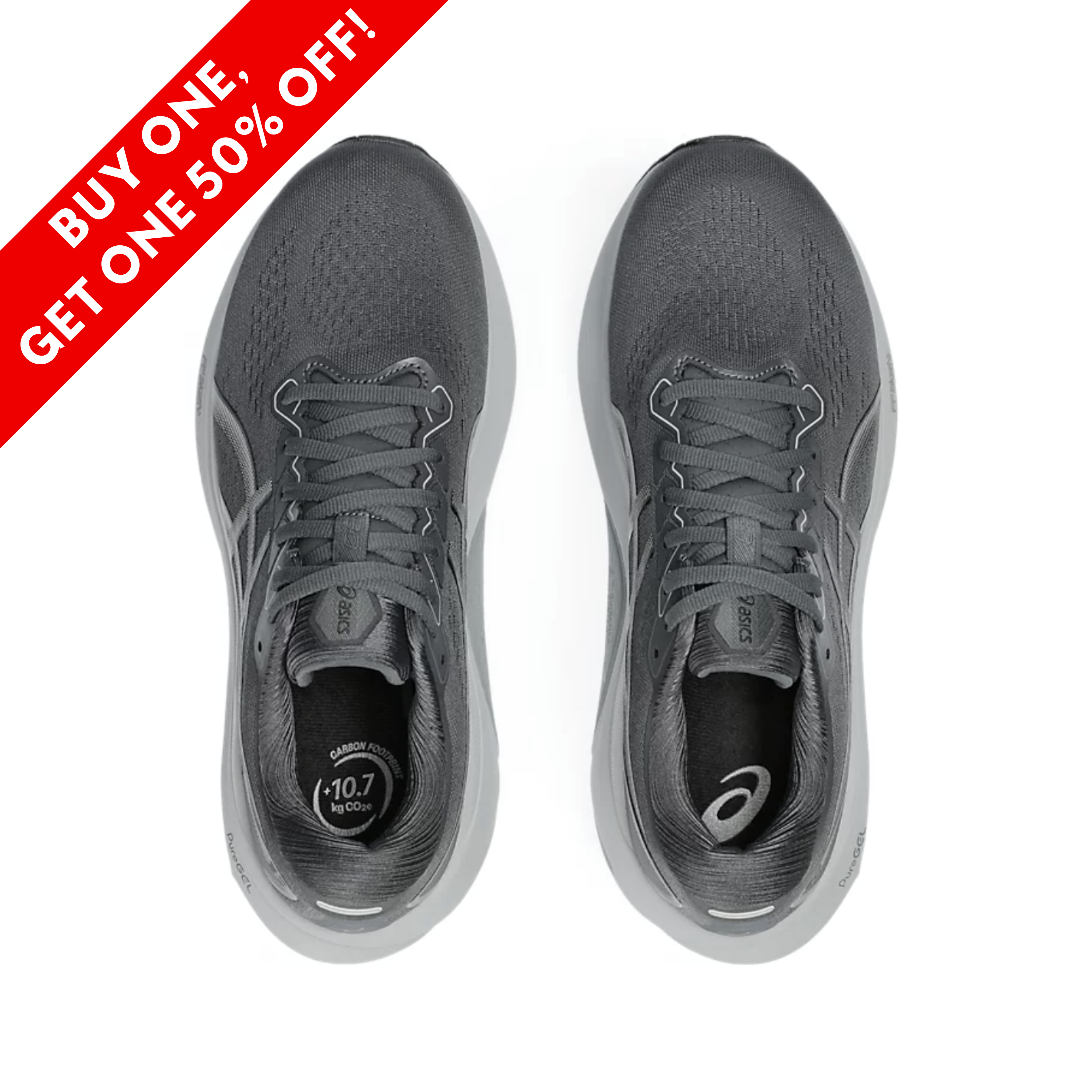 Front View of Men’s Asics Gel-Kayano 30 running shoe in carrier grey piedmont grey – featuring a breathable engineered mesh upper with rounded toe, padded tongue for comfort, and lace-up closure for a secure fit.
