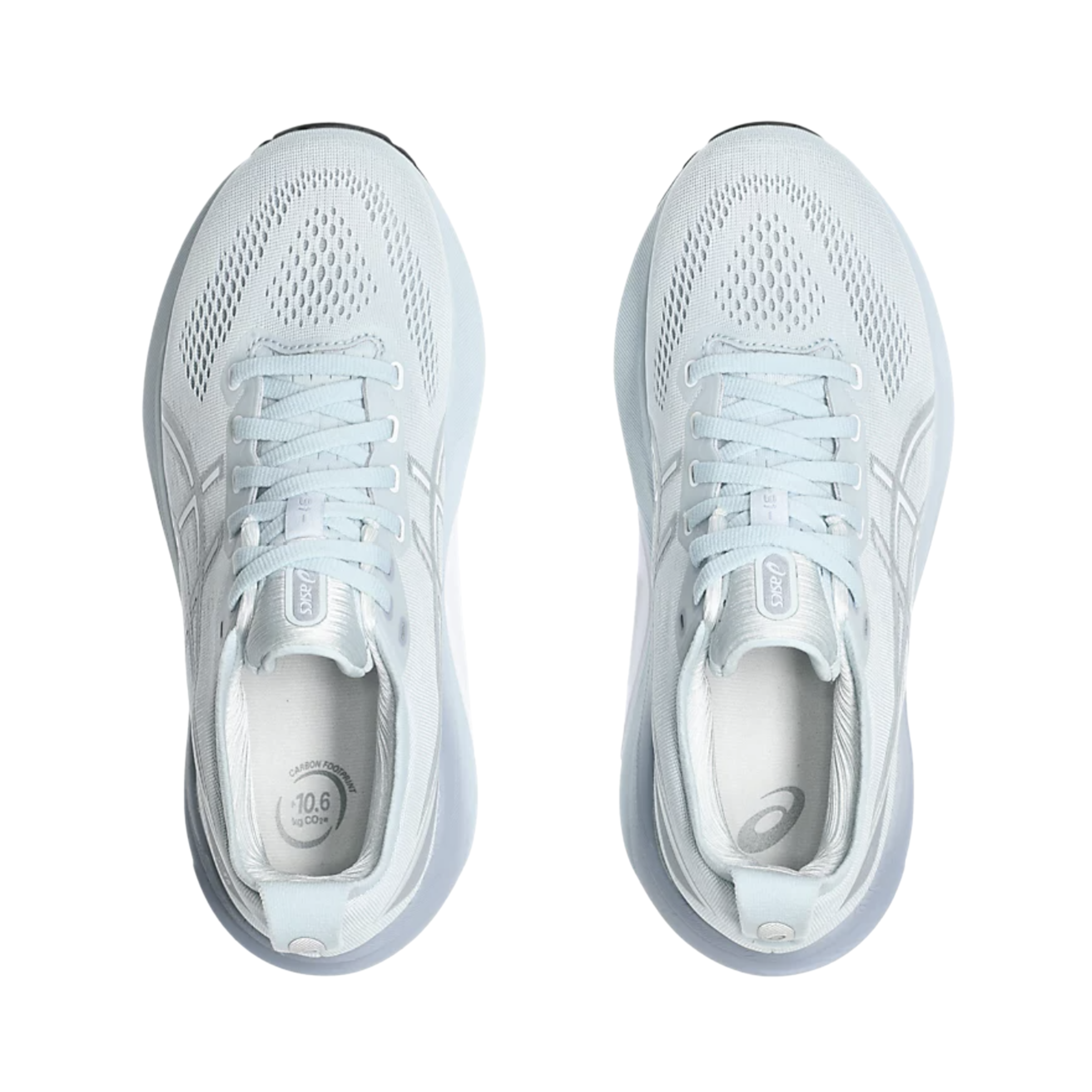 Front View of Women’s Asics Gel-Kayano 31 running shoe in cool grey pure silver – featuring a breathable engineered mesh upper, rounded toe design, and padded tongue with secure lace-up closure for a comfortable fit.