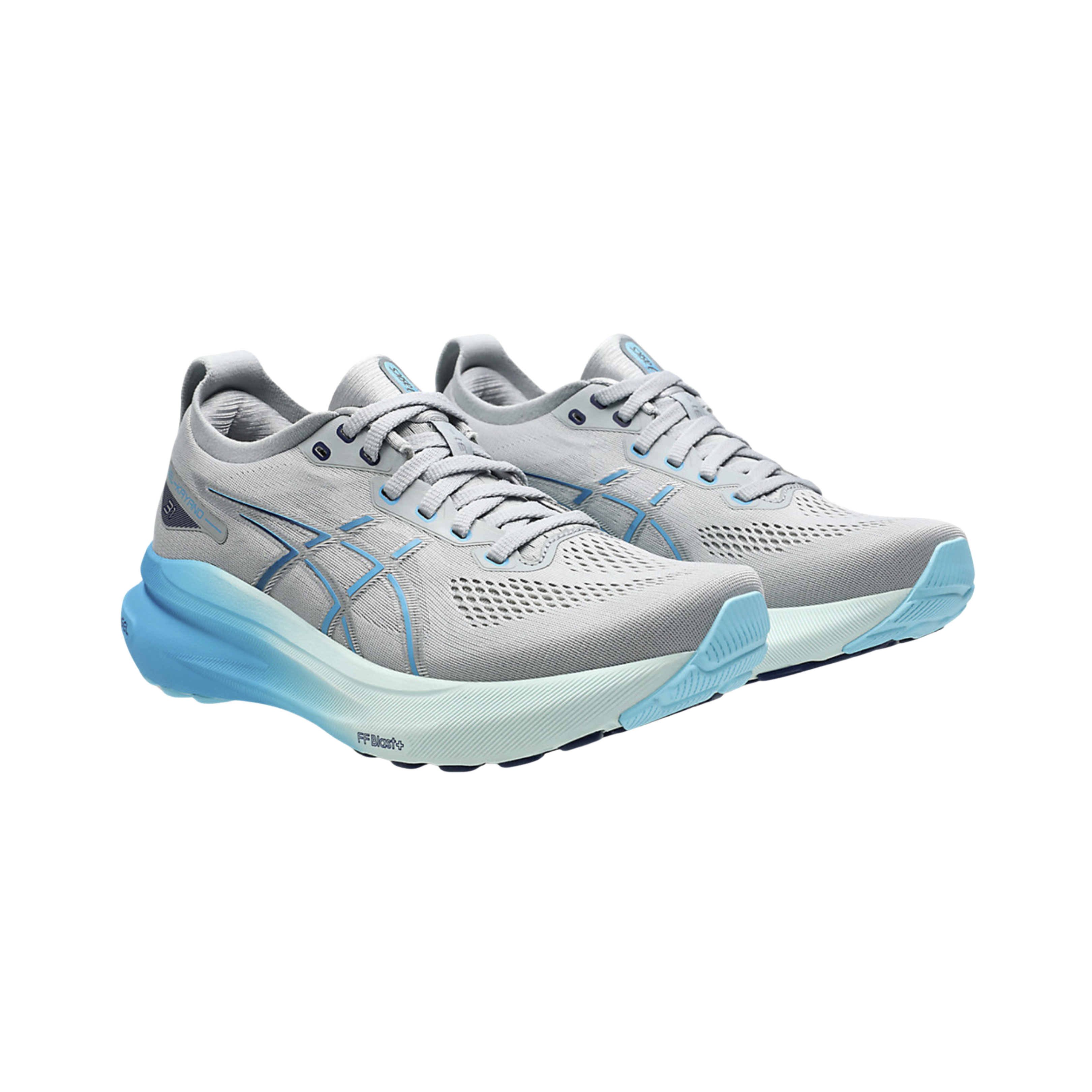 Side View of Unisex Asics Gel-Nimbus 26 running shoe in black graphite grey – featuring a breathable knit upper, FF BLAST PLUS ECO cushioning for ultra-soft comfort, and AHAR rubber outsole for durable traction and smooth transitions.