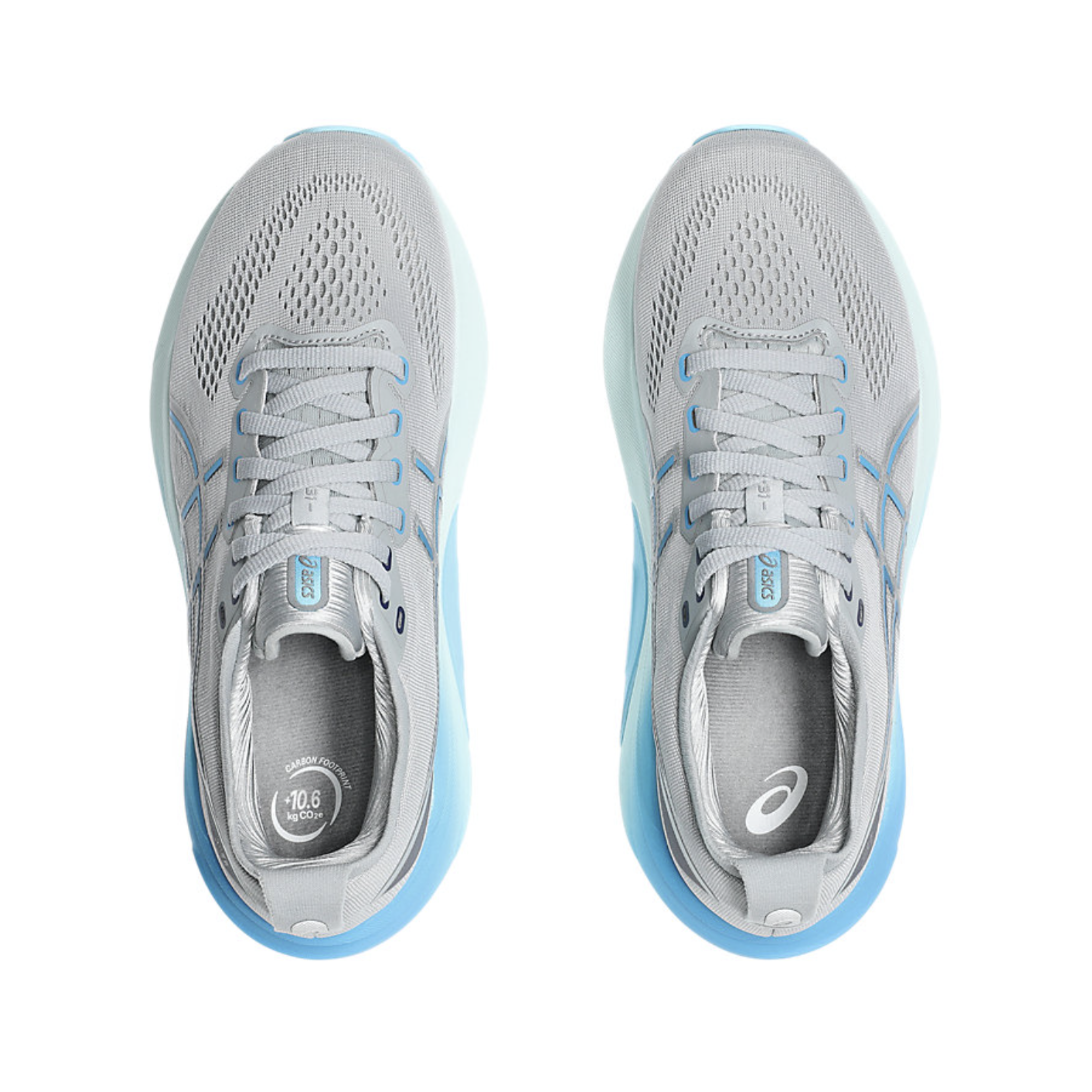 Bottom View of Unisex Asics Gel-Nimbus 26 running shoe in black graphite grey – featuring a durable AHAR rubber outsole, hybrid tread pattern for multi-surface grip, and flex grooves for smooth heel-to-toe transitions.