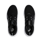 Front View of Unisex Asics Gel-Nimbus 26 running shoe in black graphite grey – featuring a breathable knit upper with rounded toe, padded tongue for comfort, and secure lace-up closure for a snug fit.