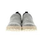 Front view of Asportuguesas City in Concrete Tweed – featuring a rounded toe with textured wool upper, slip-on construction, and clean, seamless lines for a modern, minimalist silhouette.