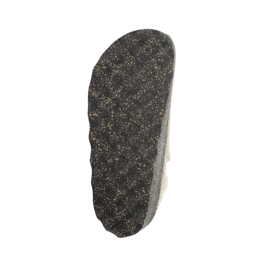 Bottom view of Asportuguesas City in Taupe Tweed – featuring a cork-infused rubber outsole with textured tread pattern, flexible build, and durable grip designed for smooth or slightly uneven surfaces.