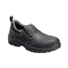 Side View of Women’s Avenger Foreman Slip-On Composite Toe Boot in Black – featuring a lightweight composite safety toe for protection, a slip-resistant outsole for secure footing, and elastic side panels for easy on and off wear.
