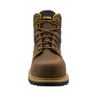 Front View of Men’s Avenger A-Max Dozer Composite Toe Boot in Brown – featuring a strong composite safety toe for impact protection, a roomy rounded toe box for a comfortable fit, and premium leather designed for rugged wear.
