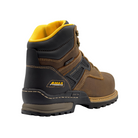 Angled View of Men’s Avenger A-Max Dozer Composite Toe Boot in Brown – featuring a protective composite toe, reinforced leather upper with contrast stitching for durability, and a cushioned midsole for comfort during long workdays.