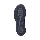 Bottom View of Men’s Avenger Aero Trail Composite Toe Boot in Black and Blue – featuring a deep multi-directional lug pattern for excellent grip, a flexible rubber outsole for natural movement, and durable construction for outdoor and work environments.