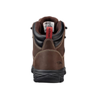 Back view of Avenger Women's Flight Brown Alloy Toe EH Waterproof Work Boot – featuring a padded collar, reinforced heel counter for added support, and pull tab for easy on/off.