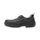 Side View of Women’s Avenger Foreman Slip-On Composite Toe Boot in Black – featuring a slip- and oil-resistant rubber outsole for stable traction, a shock-absorbing midsole to reduce fatigue, and elastic side panels for easy on-and-off wear.