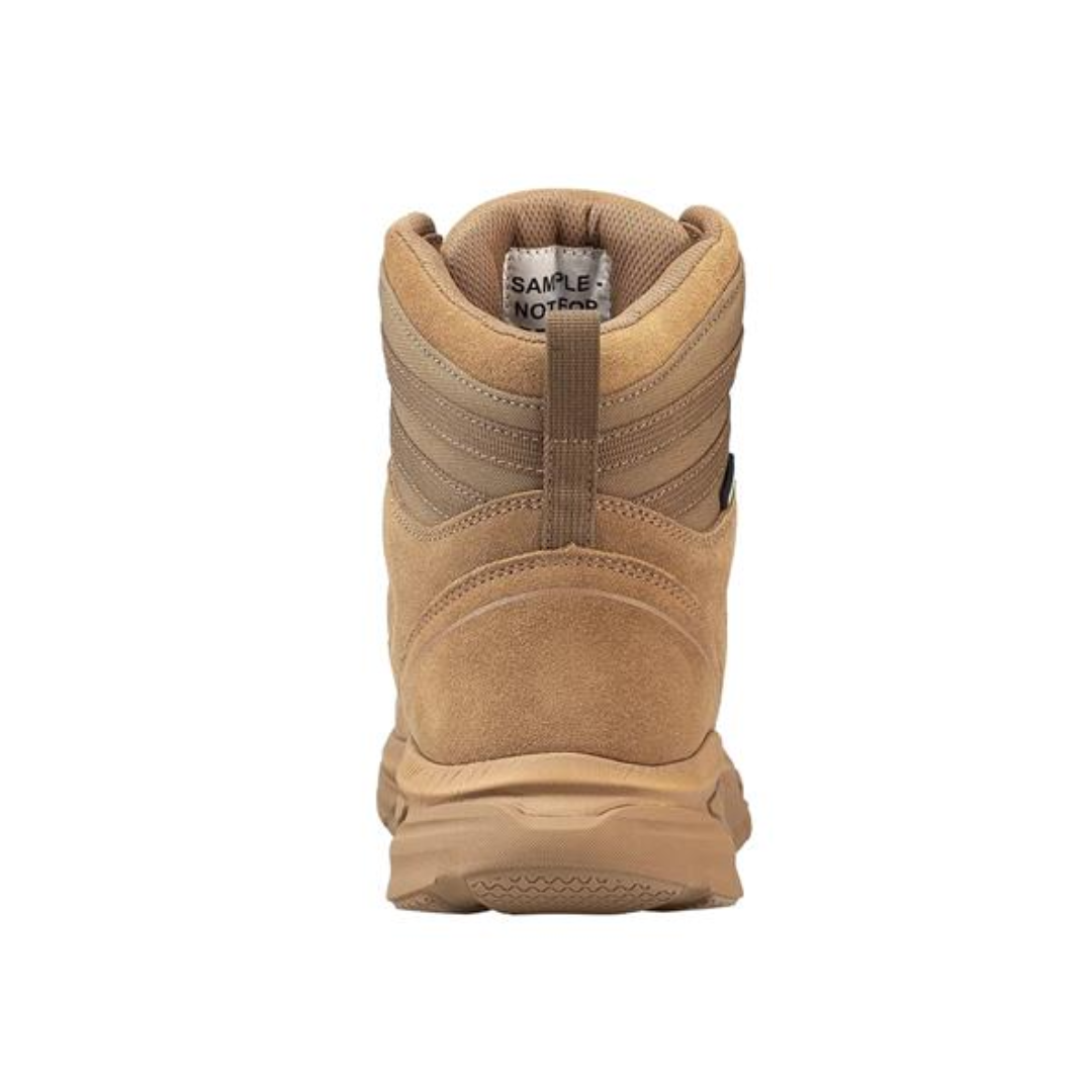 Back view of men's Avenger K4 Mid Alloy Toe Waterproof Boot in black – showcasing a reinforced heel counter, padded ankle collar for added support, and a pull tab for easy on and off.