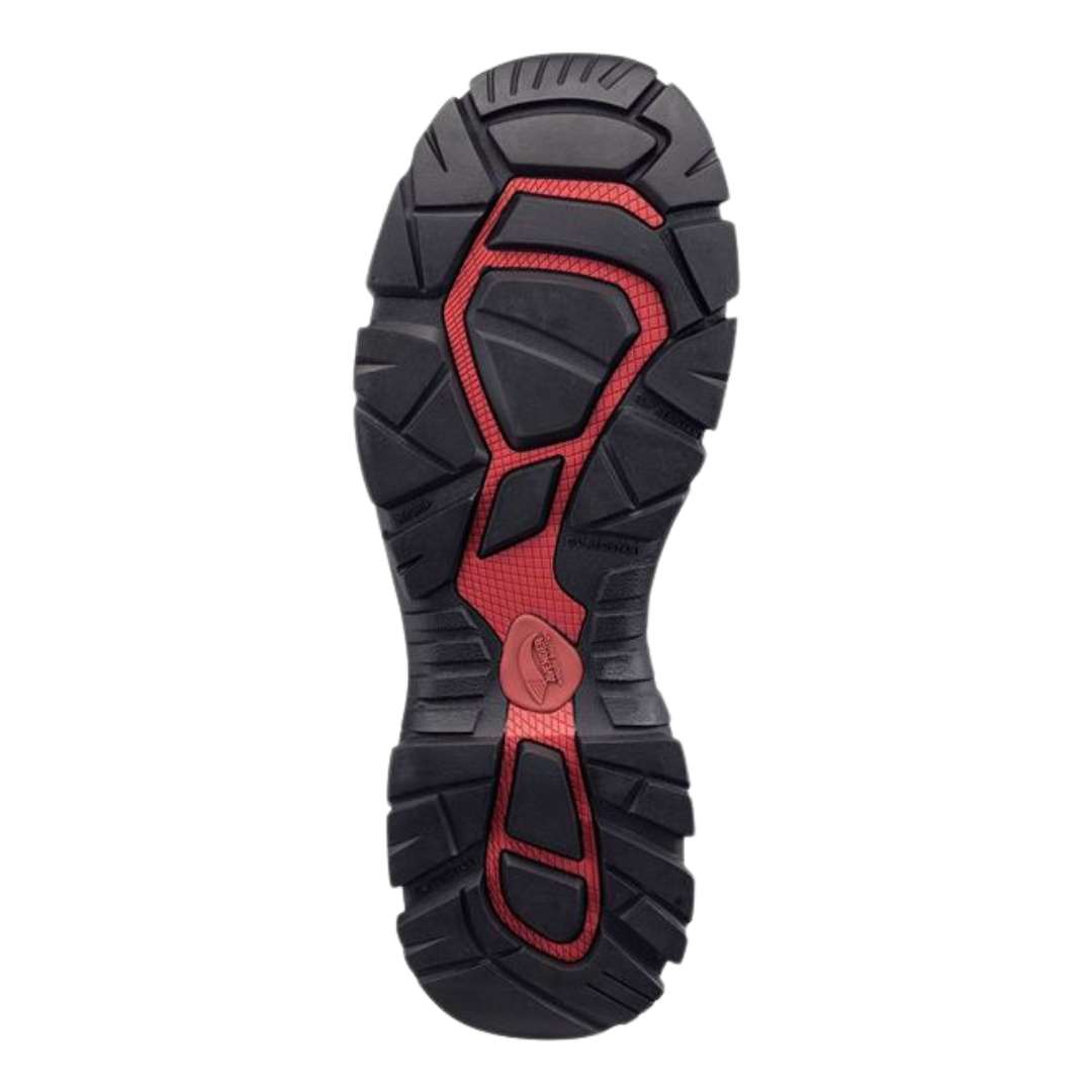 Bottom view of men's Avenger Ripsaw Alloy Toe Boot in brown – featuring a slip-, oil-, and abrasion-resistant rubber outsole with a tread pattern designed for traction and stability.