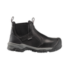 Side View of Men’s Avenger Ripsaw Slip-On Alloy Toe Boot in Black – featuring a slip- and oil-resistant rubber outsole for reliable traction, dual side stretch panels for easy on-and-off, and a shock-absorbing midsole for reduced foot fatigue.