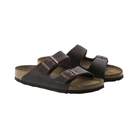 Side View of Men’s Birkenstock Arizona Soft Footbed Oiled Leather sandal in Habana – showcasing the rich, dark brown Habana color, ergonomic footbed for arch support, and adjustable straps for a personalized fit.