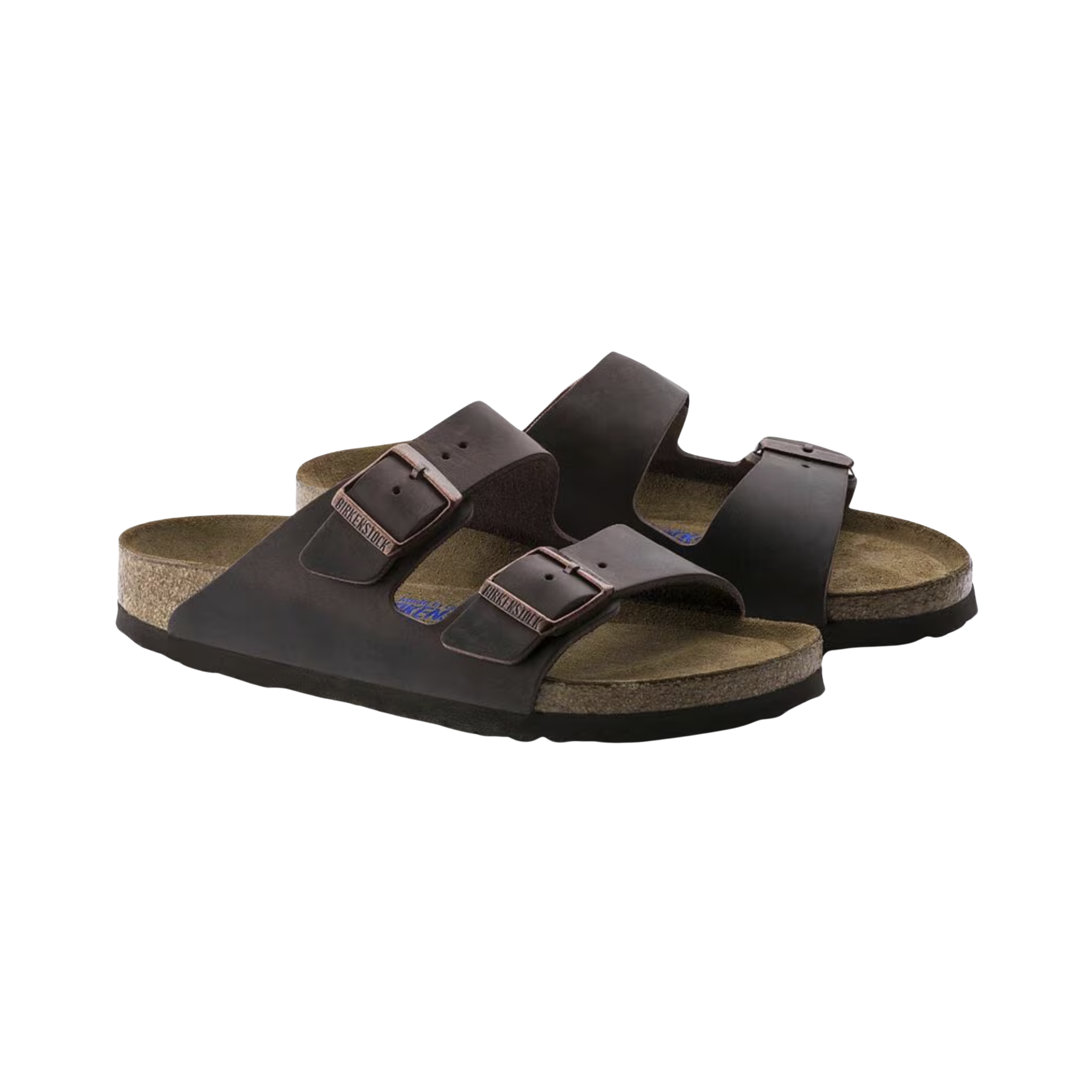 Side View of Men’s Birkenstock Arizona Soft Footbed Oiled Leather sandal in Habana – showcasing the rich, dark brown Habana color, ergonomic footbed for arch support, and adjustable straps for a personalized fit.