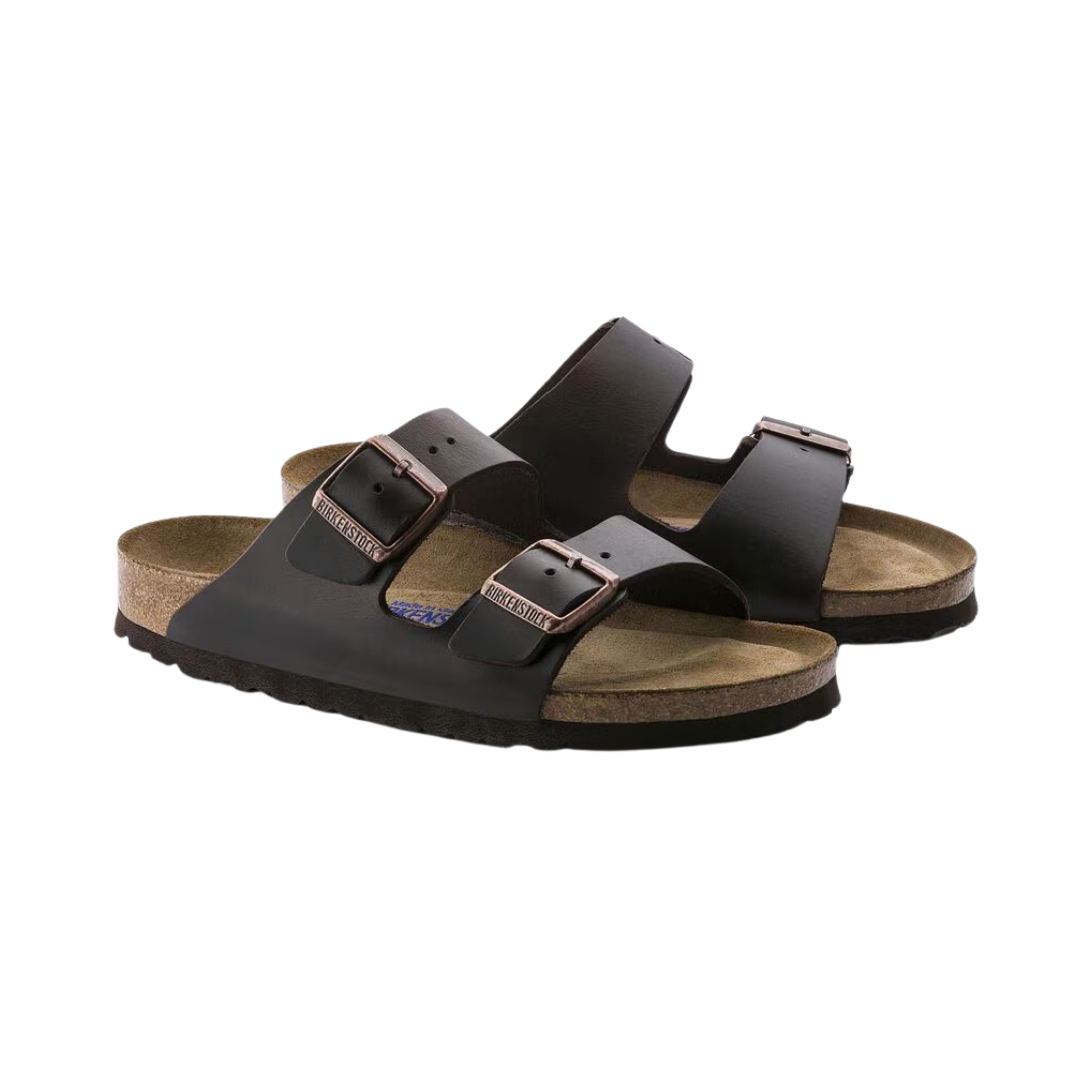 Side view of unisex Birkenstock Arizona Soft Footbed Smooth Leather sandal in Amalfi Testa di Moro – featuring premium smooth leather construction, a cushioned soft footbed, and a durable, supportive arch for all-day comfort.