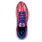 Front View of Women’s Brooks Adrenaline GTS 23 running shoe in surf white tango – featuring a breathable engineered mesh upper with rounded toe, padded tongue for added comfort, and secure lace-up closure for a supportive fit.