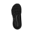 Bottom view of Men’s Brooks Adrenaline GTS 24 running shoe in black, black, and ebony – featuring durable rubber outsole with segmented crash pad for smooth heel-to-toe transitions, flex grooves for natural foot movement, and multi-surface traction for reliable grip.