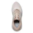 Top view of Women’s Brooks Ariel GTS 23 running shoe in chateau grey, white, and sand – featuring engineered air mesh upper for breathability, plush tongue, and secure lace-up closure for a stable, cushioned fit.