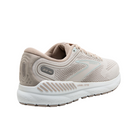 Angled View of Women’s Brooks Ariel GTS 23 in chateau grey/white sand – featuring a soft, responsive DNA LOFT v3 midsole, GuideRails® support for joints, and a comfortable, roomy fit for overpronation.