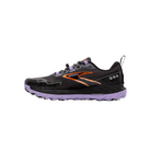 Side view of Brooks Cascadia 18 in Ebony, Sweet Lavender, and Copper for women - showcasing the durable, trail-ready design with a supportive midsole for comfort on rugged terrain.