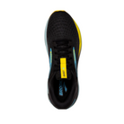 Top View of Men’s Brooks Ghost 16 in Black/Forged Iron/Blue – Featuring a sleek, breathable mesh upper designed to provide ventilation and a comfortable, secure fit for your foot.