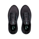 Top view of Men’s Brooks Ghost Max 2 running shoe in ebony, cockatoo, and blue sapphire – featuring padded tongue and collar for comfort, moisture-wicking lining to keep feet dry, and traditional lace-up closure for secure fit.