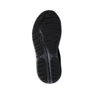 Bottom view of Men’s Brooks Ghost Max 2 running shoe in ebony, cockatoo, and blue sapphire – featuring durable rubber outsole with segmented crash pad for smooth heel-to-toe transitions, and flex grooves for natural foot movement.