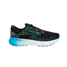 Side View of Men’s Brooks Glycerin 20 in black/hawaiian ocean/green – showcasing the wider platform for enhanced stability, smooth heel-to-toe transitions, and DNA LOFT v3 cushioning for a plush, responsive ride.