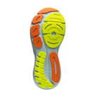 Bottom view of Women’s Brooks Glycerin 21 in Coconut Aqua/Autumn Sunset, featuring a durable rubber outsole with a segmented crash pad for smooth heel-to-toe transitions and excellent traction on various surfaces.