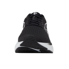 Front View of Women’s Brooks Glycerin GTS 21 in black/grey/white – featuring a breathable, structured mesh upper with a secure lace-up design, showcasing the cushioned DNA LOFT v3 midsole for soft, responsive comfort.