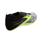 Angled View of Unisex Brooks QW-K v4 in Black/Grey/Nightlife – Featuring a flexible construction that allows for easy movement, combined with a sleek design that delivers style and performance.