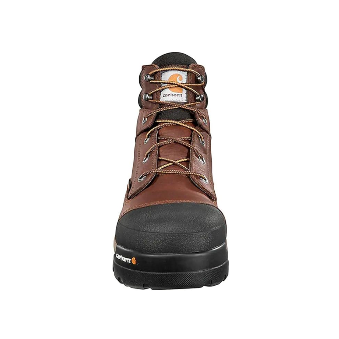 Front view of Men’s Carhartt Ground Force 6-Inch Composite Toe Work Boot in Peanut Oil – presenting composite toe cap, lace-up closure with metal eyelets, and durable leather construction.