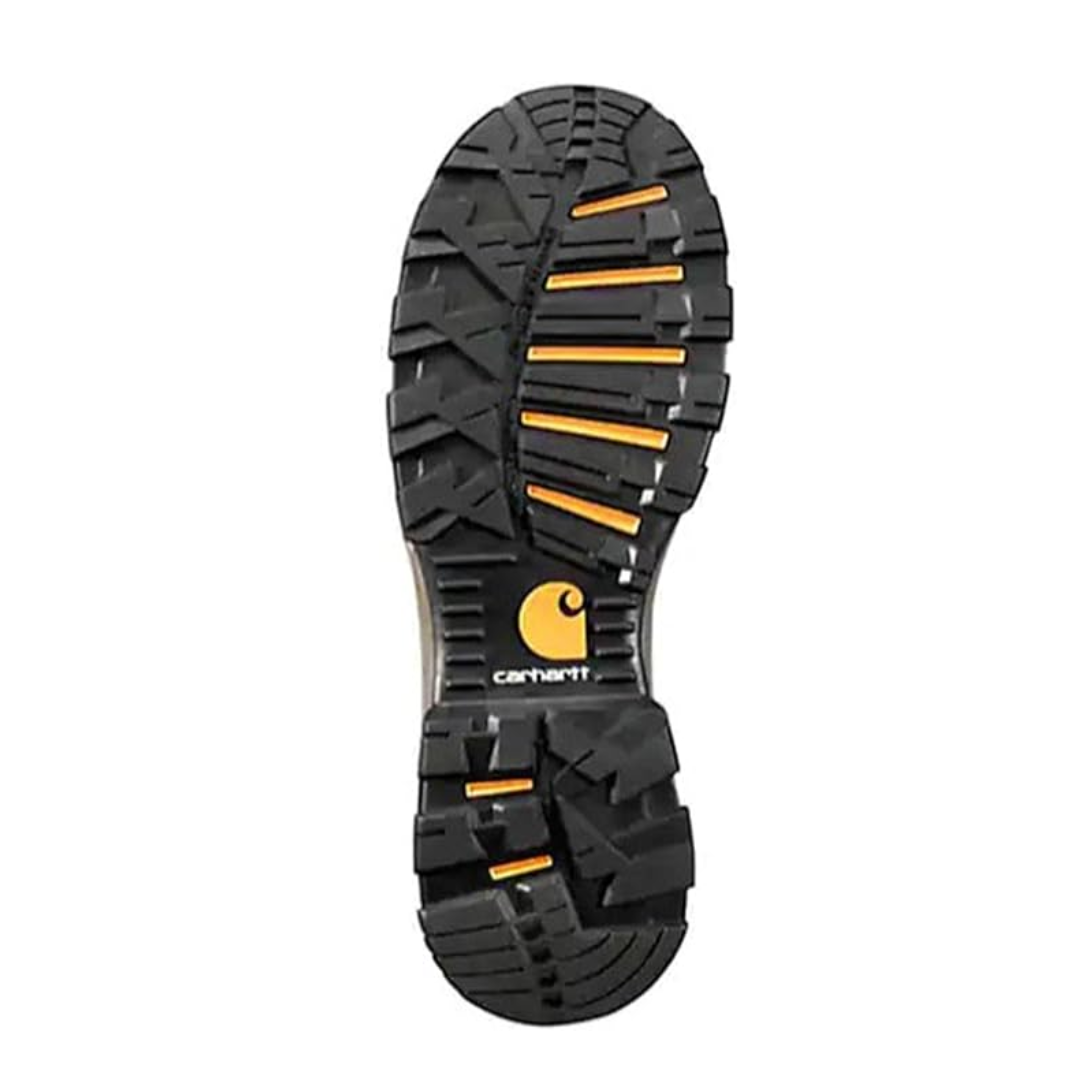 Bottom view of Men’s Carhartt Ground Force 6-Inch Composite Toe Work Boot in Peanut Oil – highlighting slip-resistant Ground Force™ rubber outsole with defined tread pattern for reliable traction.