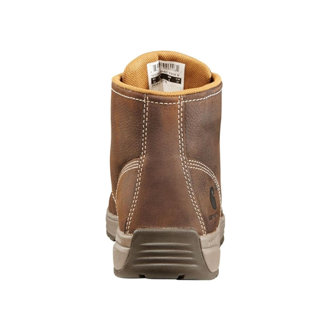 Back view of Men’s Carhartt Lightweight 4-Inch Wedge Chukka Boot in dark brown – displaying padded collar, reinforced heel counter, and pull tab for easy on/off.