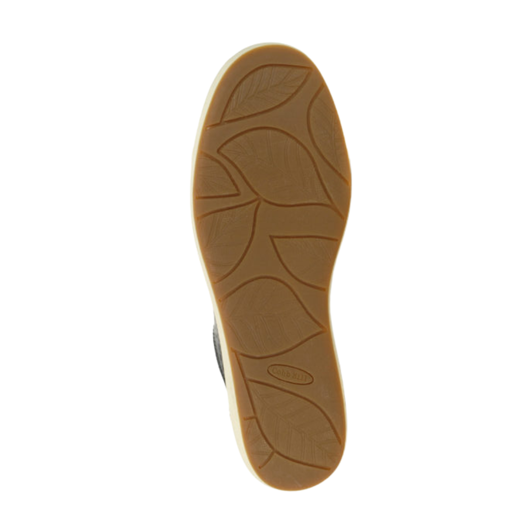 Bottom view of Women’s Cobb Hill Bailee sneaker in black – featuring a durable rubber outsole with slip-resistant tread pattern for reliable grip.
