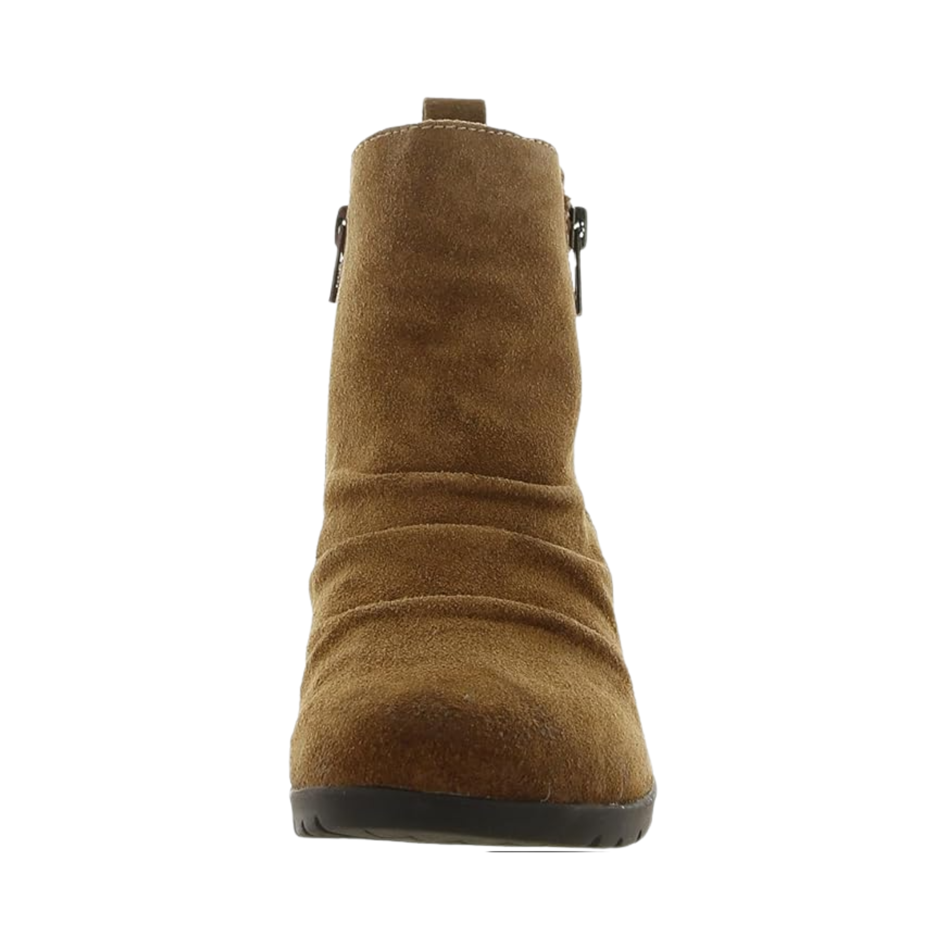 Front View of Women’s Comfortiva Ana shoe in brandy – featuring a rounded toe leather upper with cutout detailing, soft lining for added comfort, and a flattering low-profile design.