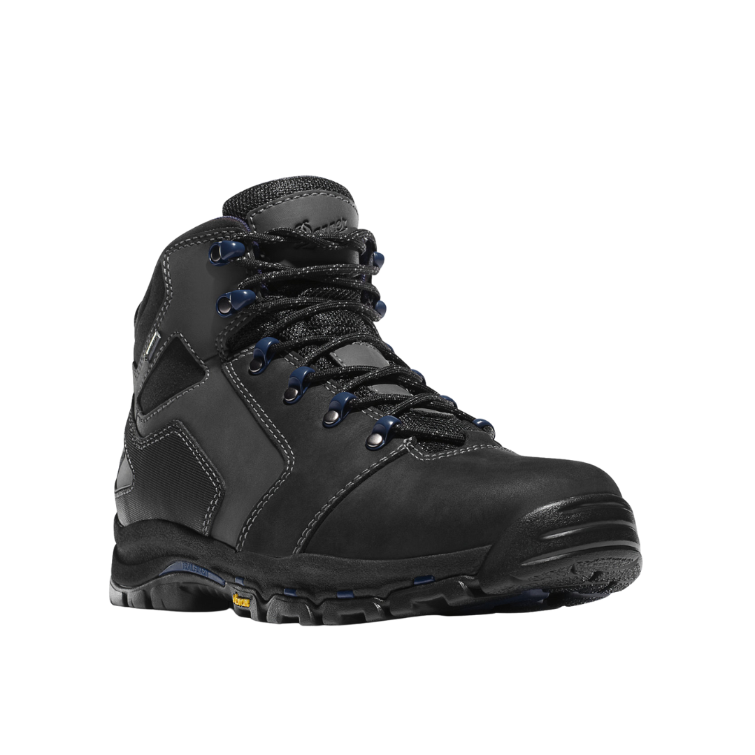 Side view of Men’s Danner Vicious 4.5″ work boot in black – featuring composite safety toe, waterproof GORE-TEX lining, and Vibram® outsole for slip resistance.