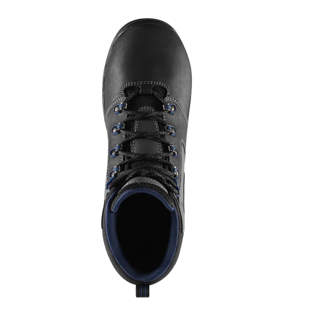 Top view of Men’s Danner Vicious 4.5″ work boot in black – featuring full-grain leather upper, padded collar, and speed lace system for a secure fit.