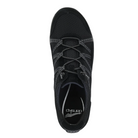Top view of Women’s Dansko Harlyn sneaker in black suede – featuring a smooth suede upper, padded tongue, and stretch laces for slip-on convenience.
