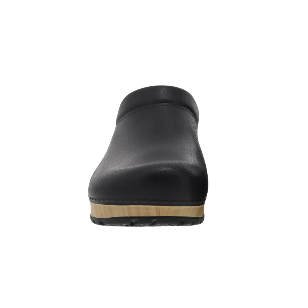 Top view of Women’s Dansko Kane molded clog in black – featuring a perforated upper, easy slip-on design, and contoured footbed for lightweight support.