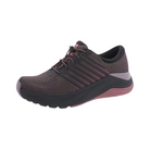 Side view of Women’s Dansko Penni sneaker in mesh raisin – featuring layered mesh construction, arch-support midsole, and contrast overlays for style and function.