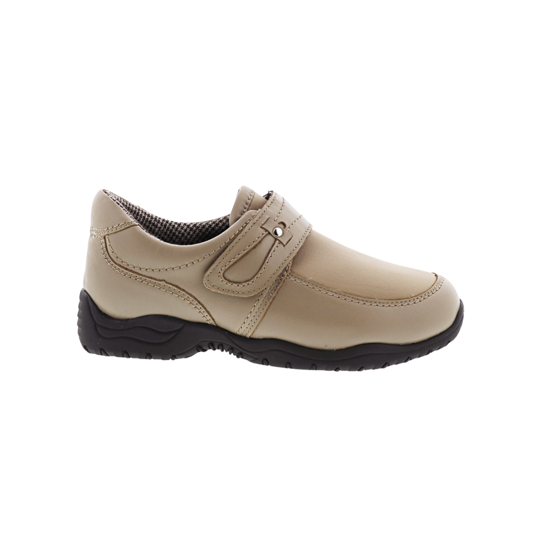 Side view of Women’s Drew Antwerp  in stone nubuck – featuring a supportive design, lightweight outsole, and therapeutic construction for stability and comfort.
