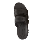 Top view of Men's Dunham Newport Waterproof Slide in black – featuring a water-friendly synthetic upper, dual adjustable hook-and-loop straps for a customized fit, and a cushioned EVA footbed for all-day comfort.
