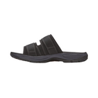 Side view of Men's Dunham Newport Waterproof Slide in black – featuring a durable synthetic upper, waterproof construction, and a slip-resistant rubber outsole for reliable traction on various surfaces.